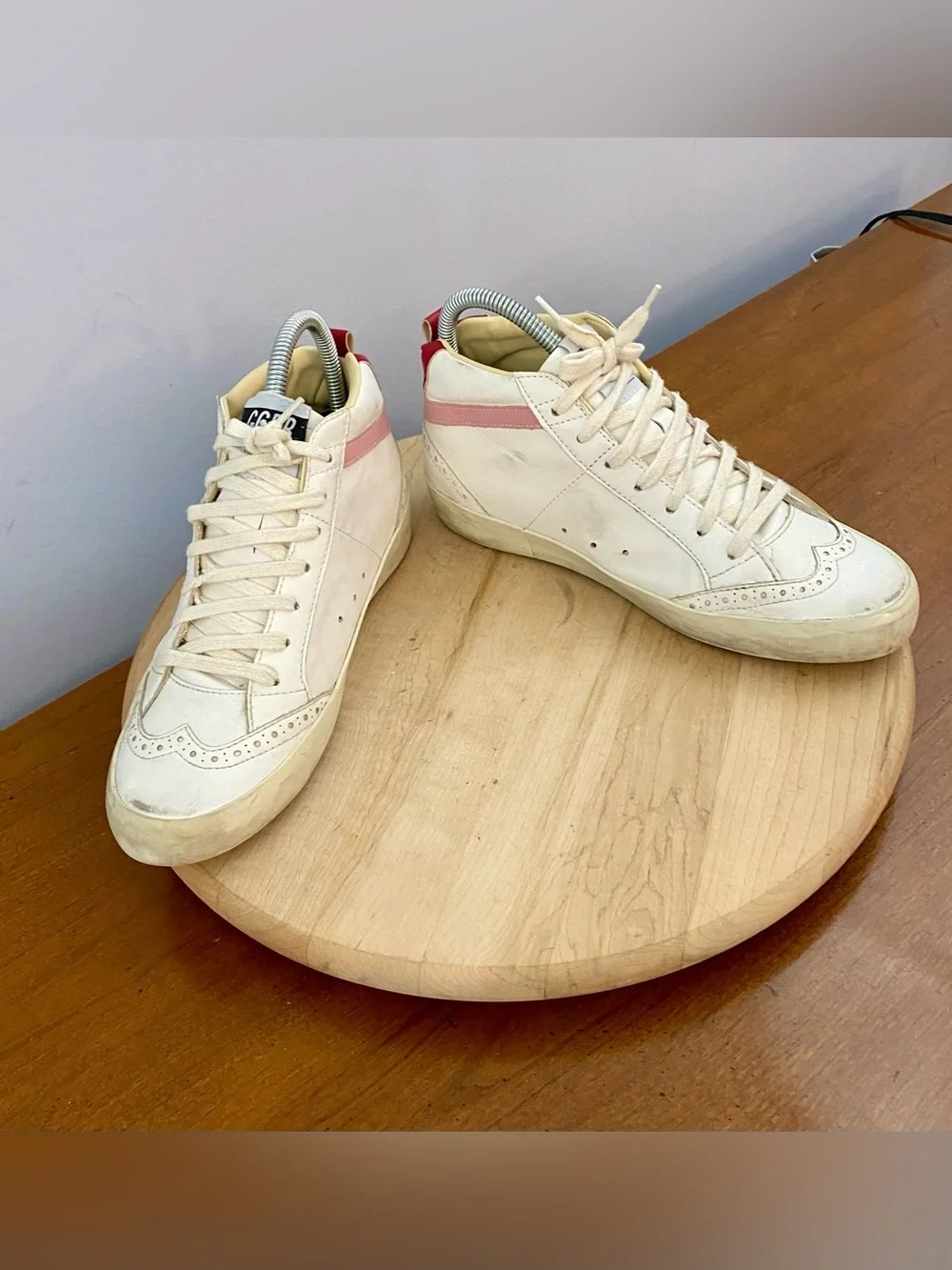Golden Goose GGBD Mid Star White Silver Pink Red Sneakers EU 38 US 8 Authentic - Picture 8 of 17